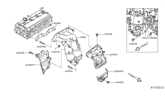 2012 Nissan Sentra Nut Diagram for 14094-JD00B