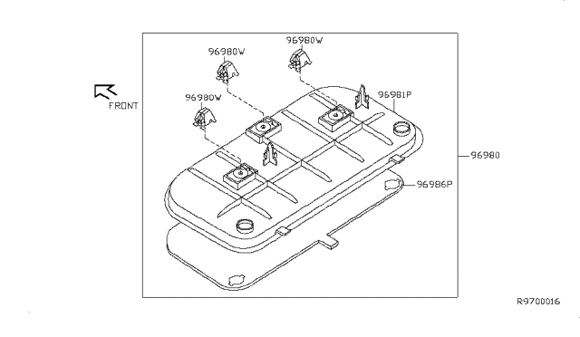 2010 Nissan Sentra Case Console Assembly Diagram for 96986-ET00A