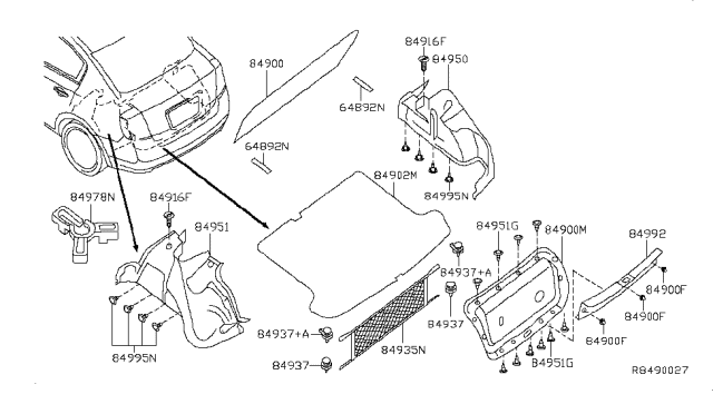 2012 Nissan Sentra Trunk & Luggage Room Trimming Diagram