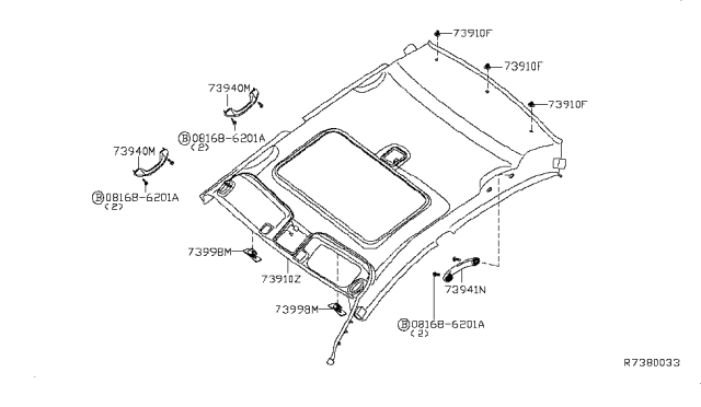 2009 Nissan Sentra Roof Trimming Diagram 2