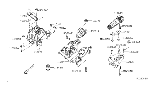 2011 Nissan Sentra Engine & Transmission Mounting Diagram 1