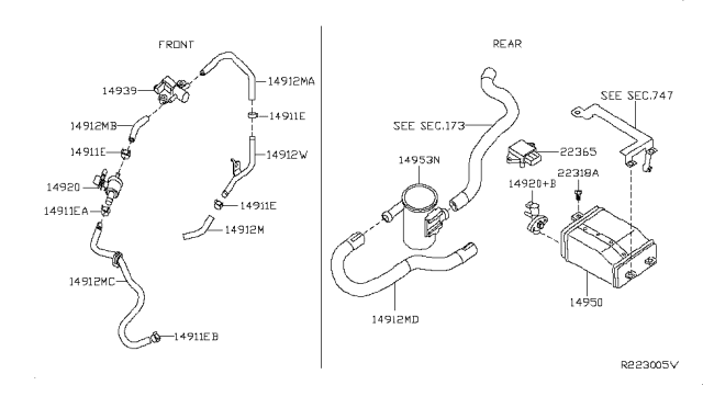 2010 Nissan Sentra Filter-Canister Diagram for 14953-ZJ00A