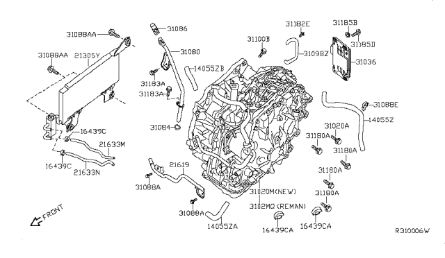 2012 Nissan Sentra Unit-Shift Control Diagram for 31036-9AA1A