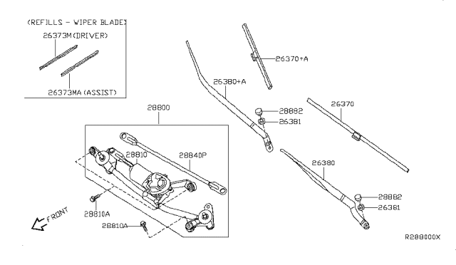 2011 Nissan Sentra Window Wiper Blade Assembly Diagram for 28890-ZE91A