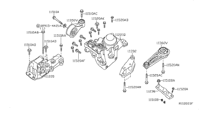 2011 Nissan Sentra Engine & Transmission Mounting Diagram 4