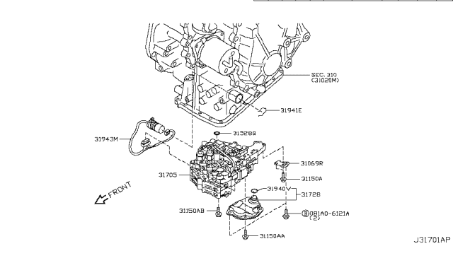 2010 Nissan Sentra Control Valve (ATM) Diagram 2