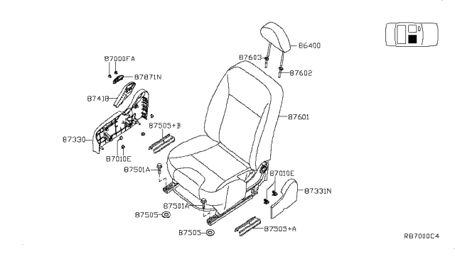 2011 Nissan Sentra Cover-Seat Slide Diagram for 87508-ZT51A