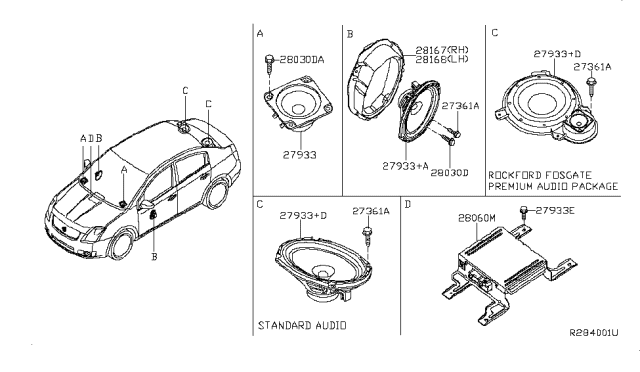 2008 Nissan Sentra Speaker Unit Diagram for 28152-ET000