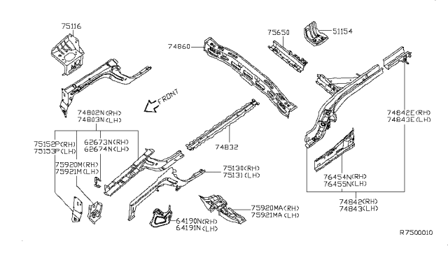 2009 Nissan Sentra Engine Mounting Bracket Member, Right Diagram for G5116-ZJ6MA