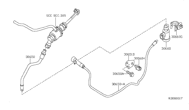 2011 Nissan Sentra Tube Assy-Clutch Diagram for 30851-ET000