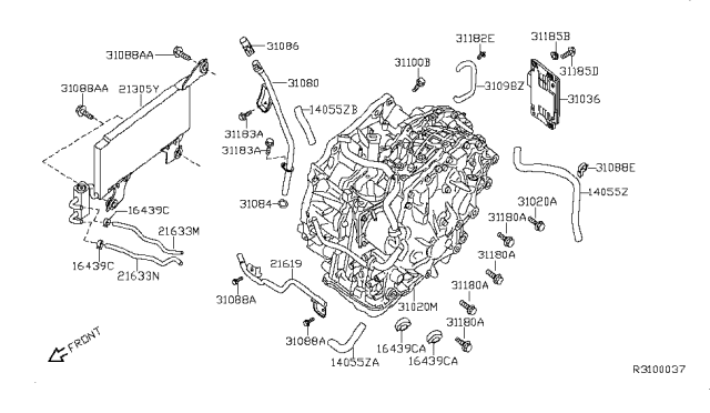 2009 Nissan Sentra Unit-Shift Control Diagram for 31036-ZE92B