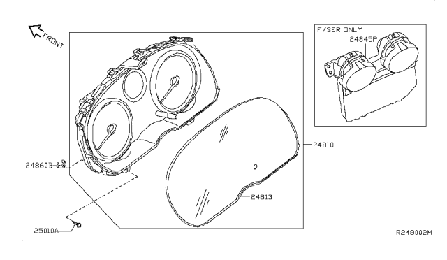 2011 Nissan Sentra Gauge Meter Assembly Diagram for 24845-ZT80A