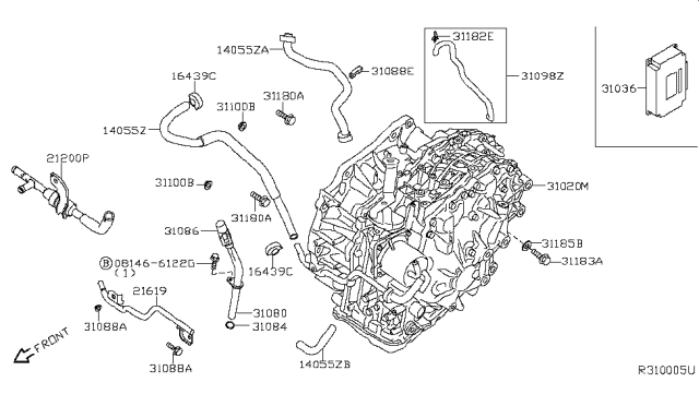 2010 Nissan Sentra Auto Transmission,Transaxle & Fitting Diagram 2