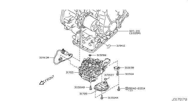 2010 Nissan Sentra Control Valve (ATM) Diagram 1