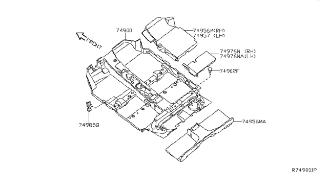 2009 Nissan Sentra Spacer-Front Floor Diagram for 74978-ET000