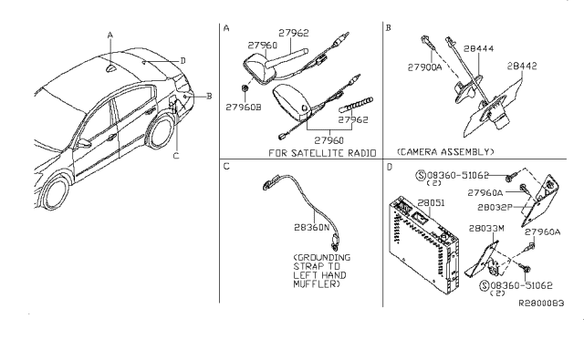 2010 Nissan Sentra Antenna Assembly Diagram for 28208-ET000