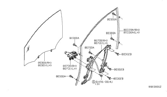 2007 Nissan Sentra Front Door Window & Regulator Diagram 2