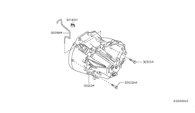 2009 Nissan Sentra Manual Transmission, Transaxle & Fitting Diagram 1