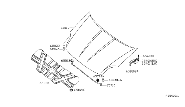 2008 Nissan Sentra Hood Panel,Hinge & Fitting Diagram