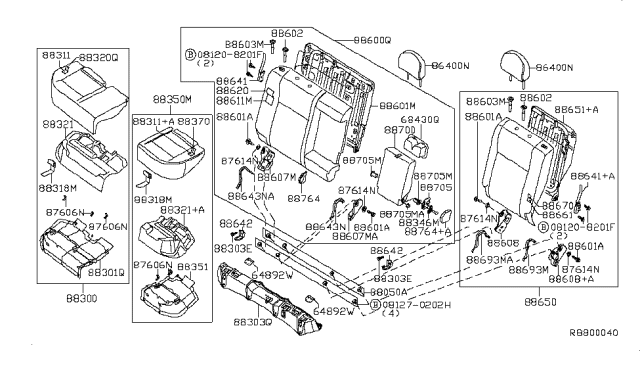 2007 Nissan Sentra Back-Rear Seat LH Diagram for 88650-ET01A