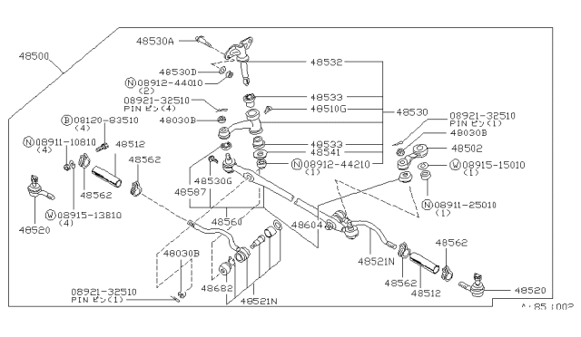 1982 Nissan 280ZX Idler Arm Diagram for 48530-U8701