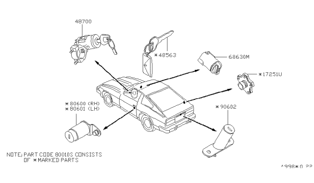 1979 Nissan 280ZX Key-Set Diagram for 99810-P7100