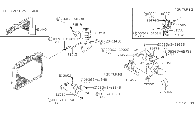 1981 Nissan 280ZX Radiator Diagram for 21500-P9001