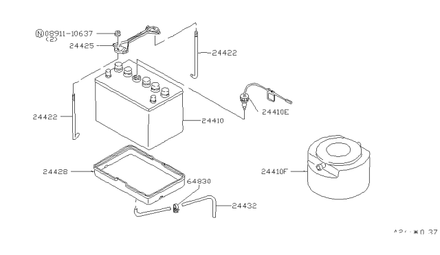 1982 Nissan 280ZX Rod Battery Diagram for 24425-89903