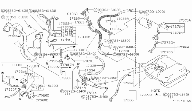 1981 Nissan 280ZX Valve Fuel Diagram for 17330-P7900