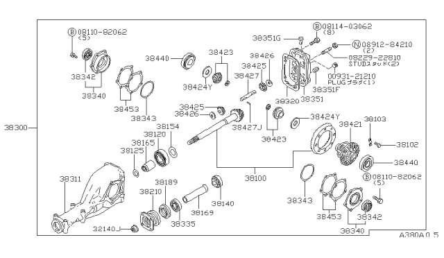 1981 Nissan 280ZX Thrust Washer Diagram for 38424-U3000