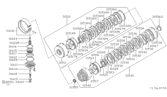 1983 Nissan 280ZX Clutch & Band Servo Diagram 3