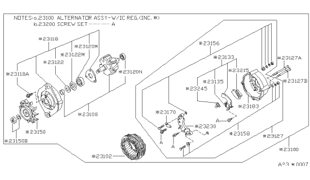 1980 Nissan 280ZX ALTERNATOR Diagram for 23100-V0106