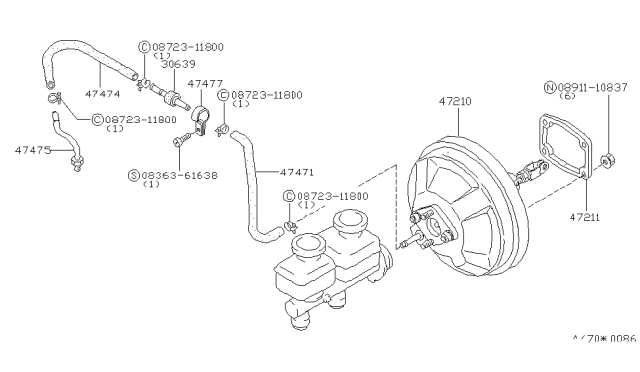 1983 Nissan 280ZX Hose Master Vacuum Diagram for 47474-P9000