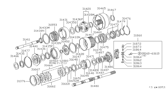 1982 Nissan 280ZX Ring-Snap Diagram for 31477-X0100