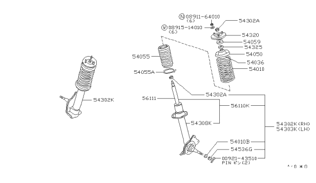 1980 Nissan 280ZX Front Spring Seat Diagram for 54040-P6500