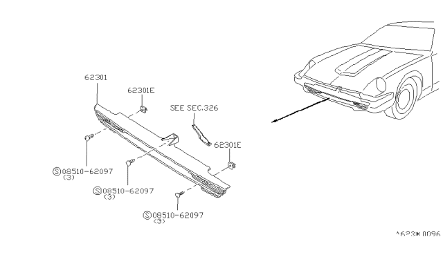 1982 Nissan 280ZX Front Grille Diagram