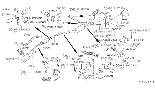 1980 Nissan 280ZX INSULATOR Assembly Diagram for 20510-P9000