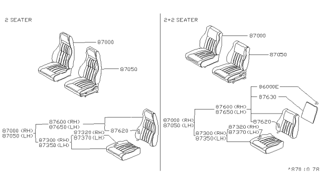 1981 Nissan 280ZX Front Seat Diagram 2