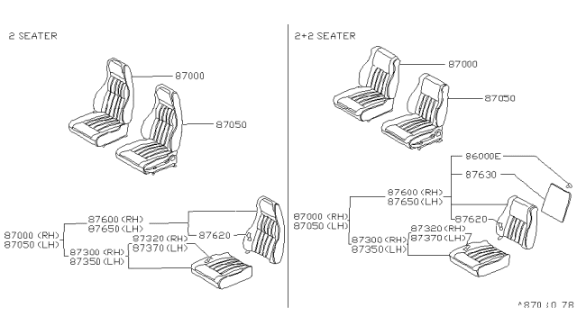 1981 Nissan 280ZX Cushion L SLVR Diagram for 87350-P7103