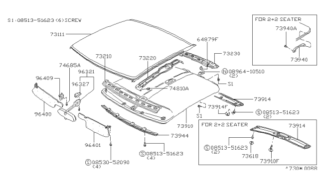 1979 Nissan 280ZX Holder-SUNVISOR Diagram for 96409-P7102