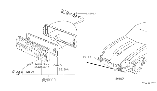 1981 Nissan 280ZX Front Combination Lamp Diagram