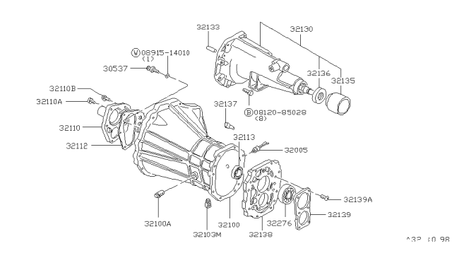 1979 Nissan 280ZX Transmission Case & Clutch Release Diagram 2