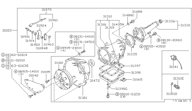 1982 Nissan 280ZX Auto Transmission,Transaxle & Fitting Diagram 2