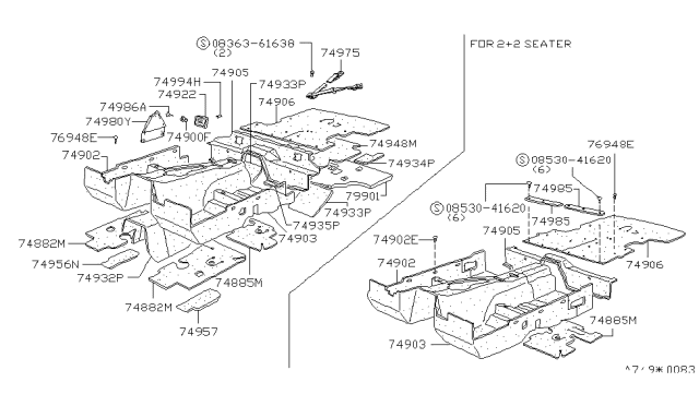 1982 Nissan 280ZX Band-Parcel-Blk Diagram for 74980-P7100