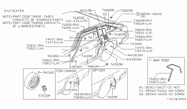 1980 Nissan 280ZX Body Side Fitting Diagram 2