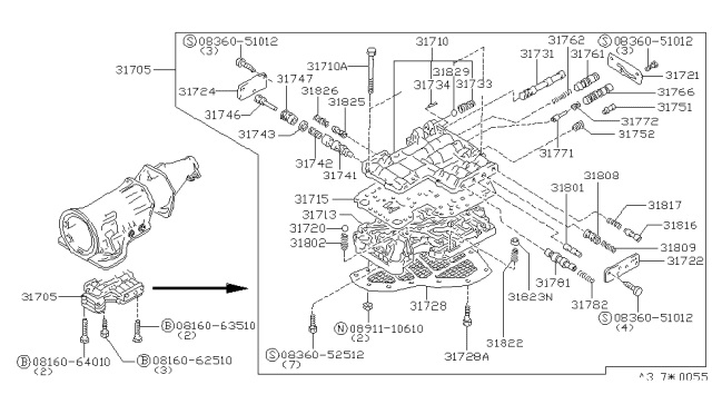 1983 Nissan 280ZX Control Valve (ATM) - Diagram 2