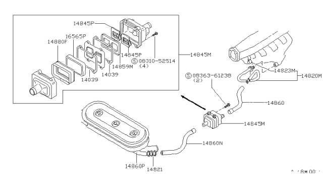 1983 Nissan 280ZX Packing Diagram for 14859-P7805