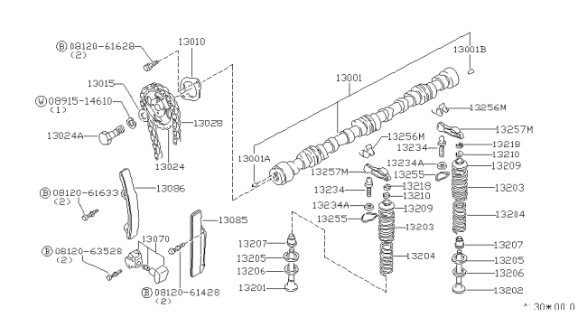 1982 Nissan 280ZX Camshaft & Valve Mechanism Diagram