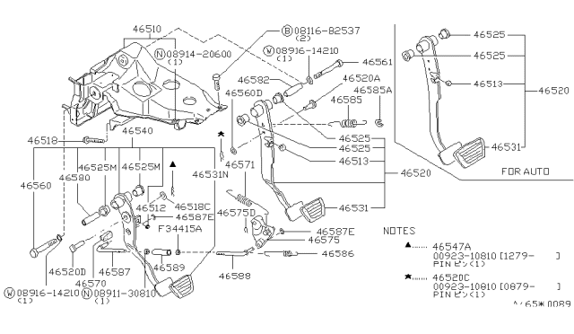 1979 Nissan 280ZX Pad-Pedal Diagram for 46531-78500