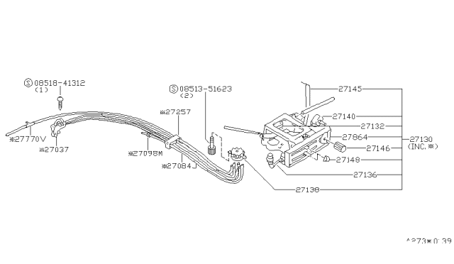 1983 Nissan 280ZX Connector Vacuum Hose Diagram for 27098-P7100